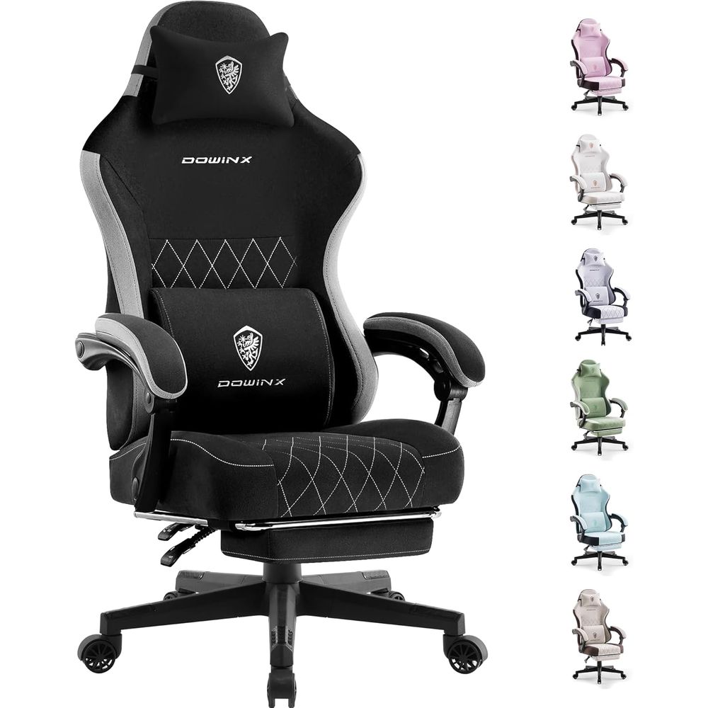 Gaming & Esports District - abric Gaming-stoel, ergonomische computerstoel met voetsteun