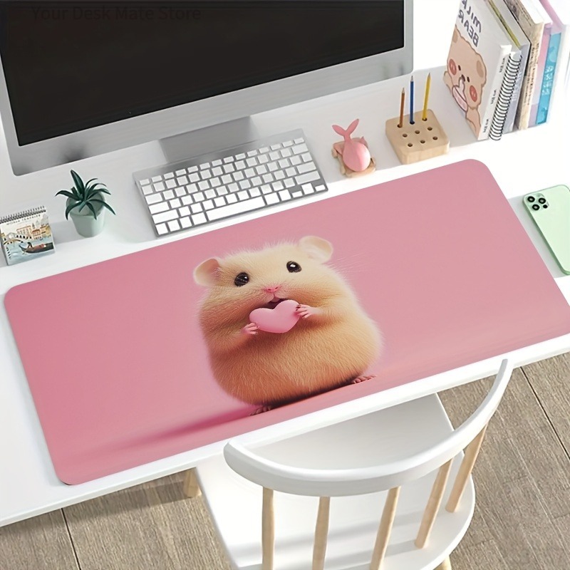 Esports Gaming Background - Hamster Hug Heart Roze Achtergrond Muismat