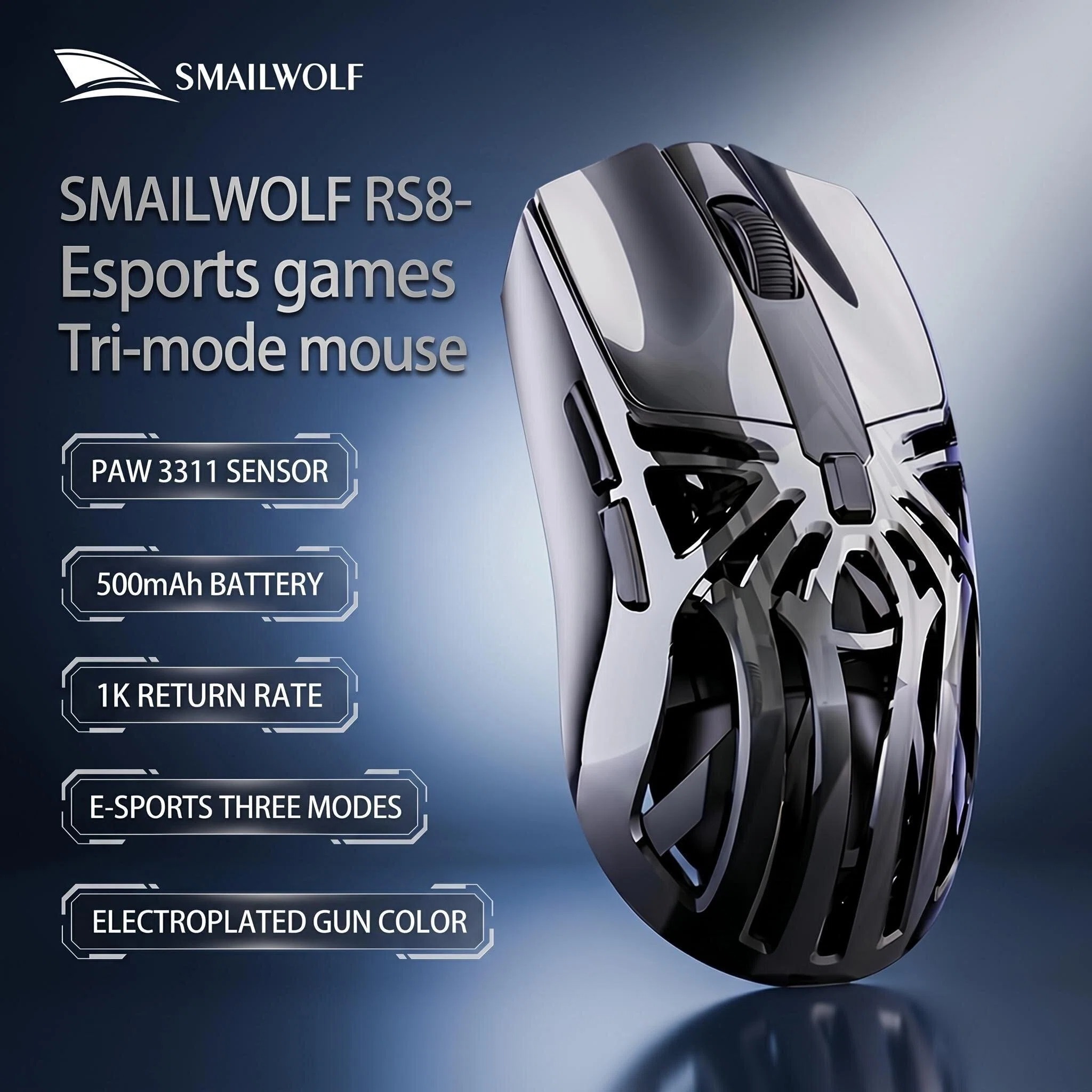 Esports Gaming Mouse Wireless - SMAILWOLF RS8 Hollow Bluetooth draadloze 2.4G