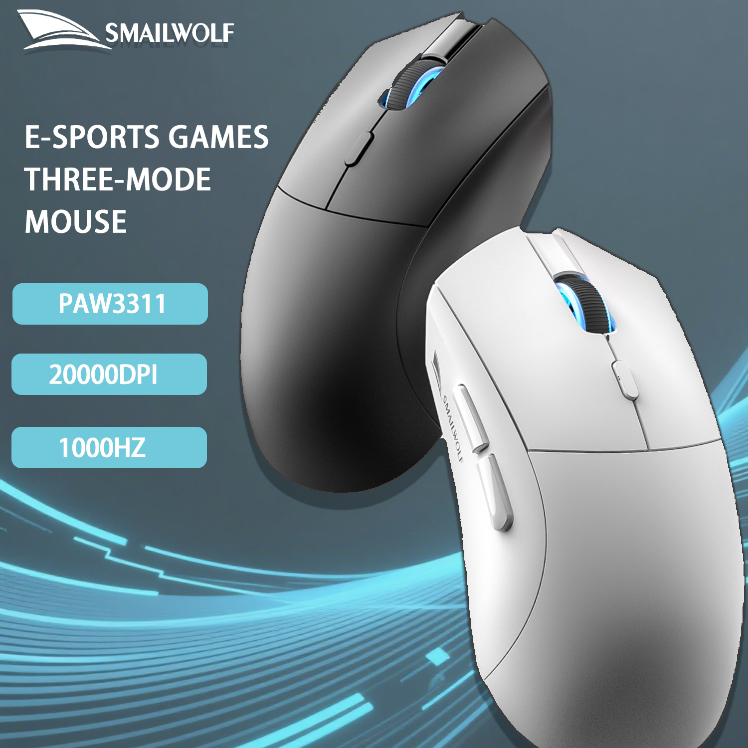 Esports Gaming Mouse Wireless - SMAILWOLF RS7 Bluetooth draadloze drie-modus e-sport