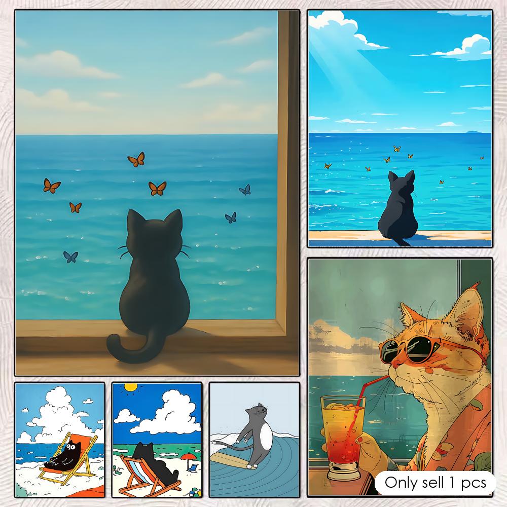 Esports And Gaming Lounge - Kat op het strand poster wanddecoratie