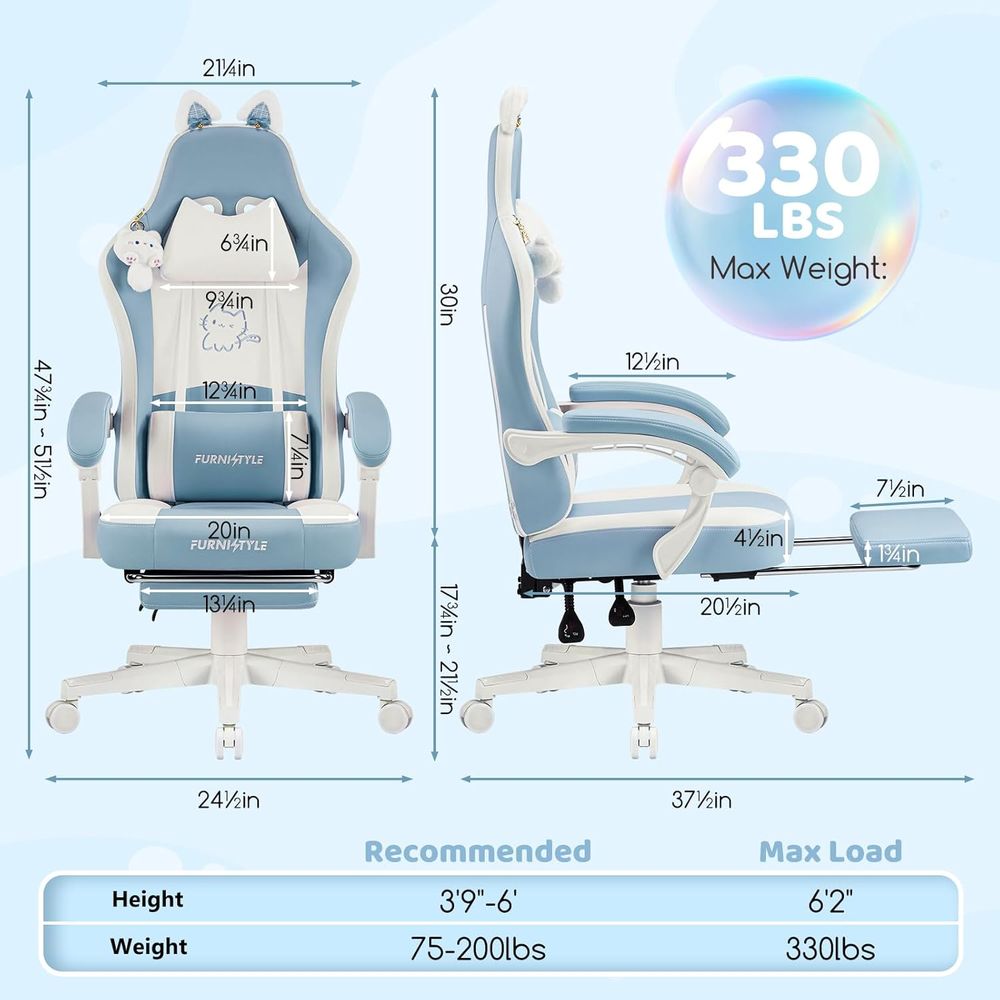 Ergonomische blauw/witte gamin - Gaming & Esports District recensie en prijs