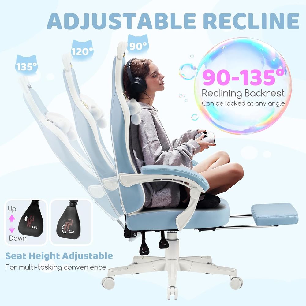 Ergonomische blauw/witte gamin - Gaming & Esports District recensie en prijs